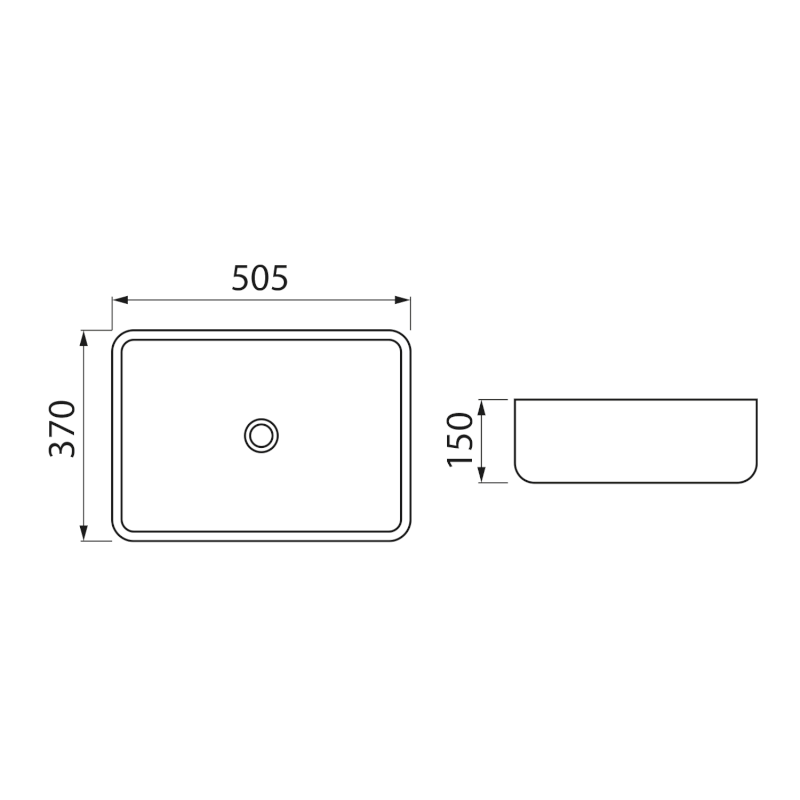 EVORA keramické umyvadlo na desku 50,5x37cm, bílá AR429