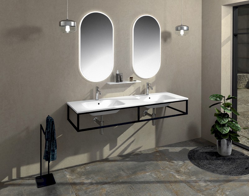 ARECA dvojumyvadlo, litý mramor, 161x51,5cm, bílá AC161