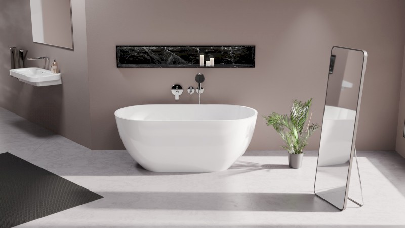 REDUTA volně stojící vana litý mramor 150x75x58cm, bílá 71843