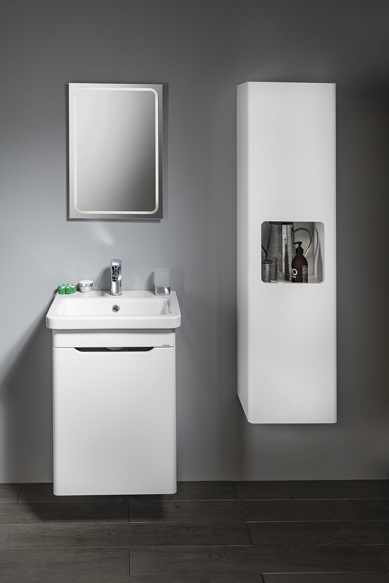 ELLA umyvadlová skříňka 46,5x65x38,5cm, 1x dvířka, levá, bílá EL055-3030