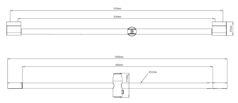 Sprchová tyč, posuvný držák, kulatá, 1000mm, chrom 1202-02