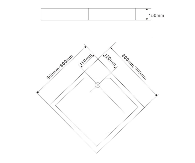 Sprchová samonosná vanička akrylátová, čtverec 80x80x15cm BTTQ80