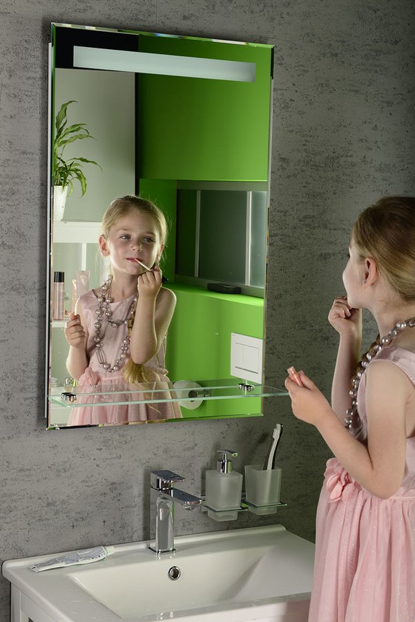 Zrcadlo s LED osvětlením a policí 50x80cm, kolébkový vypínač ATH52