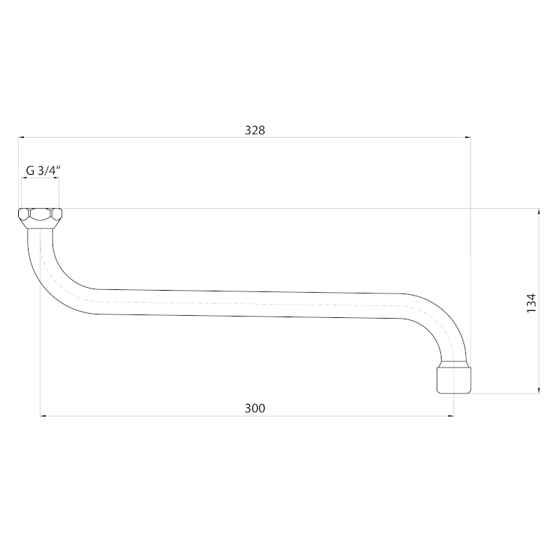 Universální výtokové ramínko k baterii, 300mm, typ-S, chrom 15S130