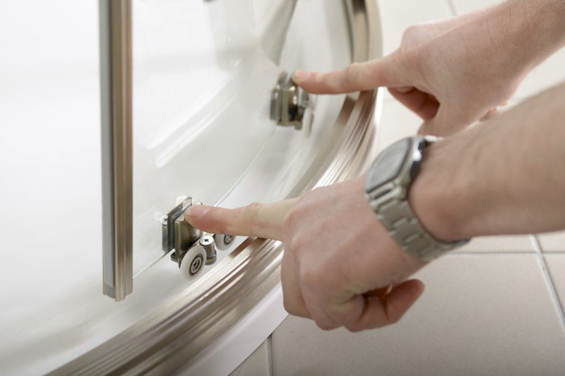 ANTIQUE čtvrtkruh. zástěna 1000x1000, posuv. dveře dvoukřídlé, ČIRÉ sklo, bronz GQ5210C