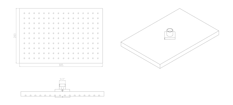 Hlavová sprcha, 200x300mm, ABS/chrom S128