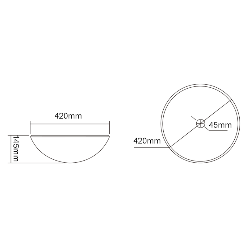 TELICA skleněné umyvadlo na desku Ø 42cm, černá mat TY181B