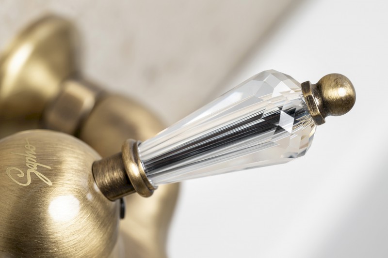 KIRKÉ CRYSTAL nástěnná vanová baterie, páčka krystal, bronz KI10KB