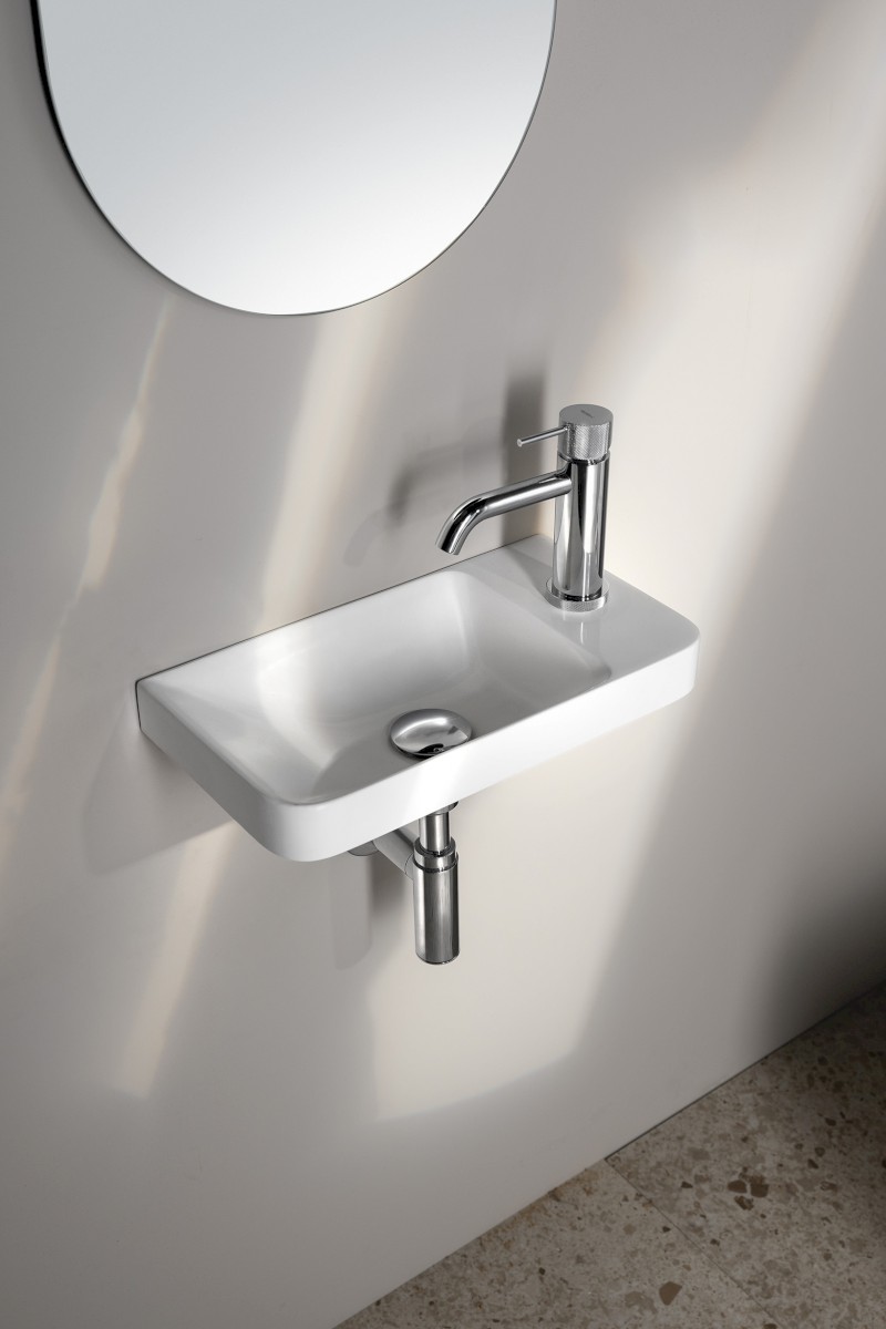 ZORBA umývátko 40x22cm, litý mramor, baterie vpravo, bílá ZB402