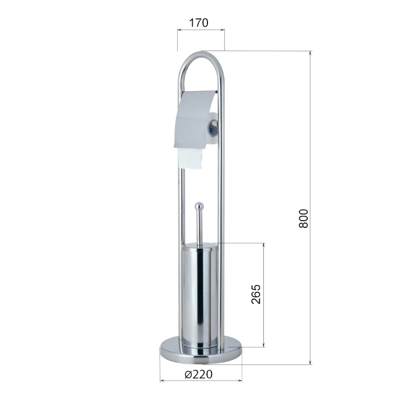 SAMBA stojan s podstavcem, WC štětkou a držákem toaletního papíru, chrom SB131