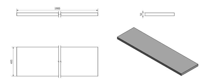 AVICE deska pod umyvadlo 190x50cm, tl.5cm, cement AV197