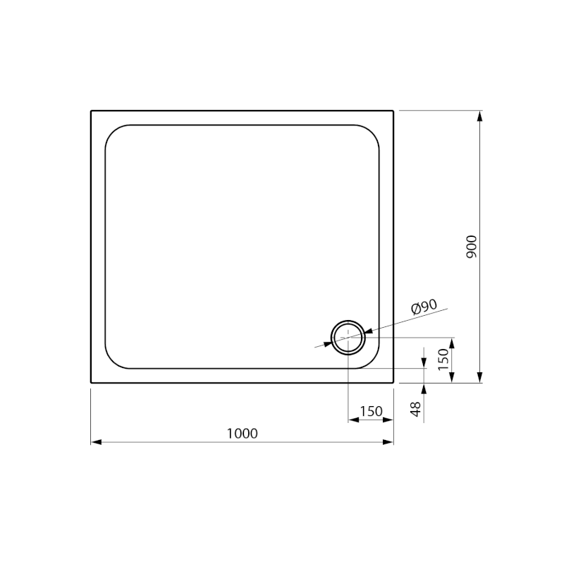 ELZA sprchová vanička z litého mramoru, obdélník 100x90cm, bílá 801.114.4