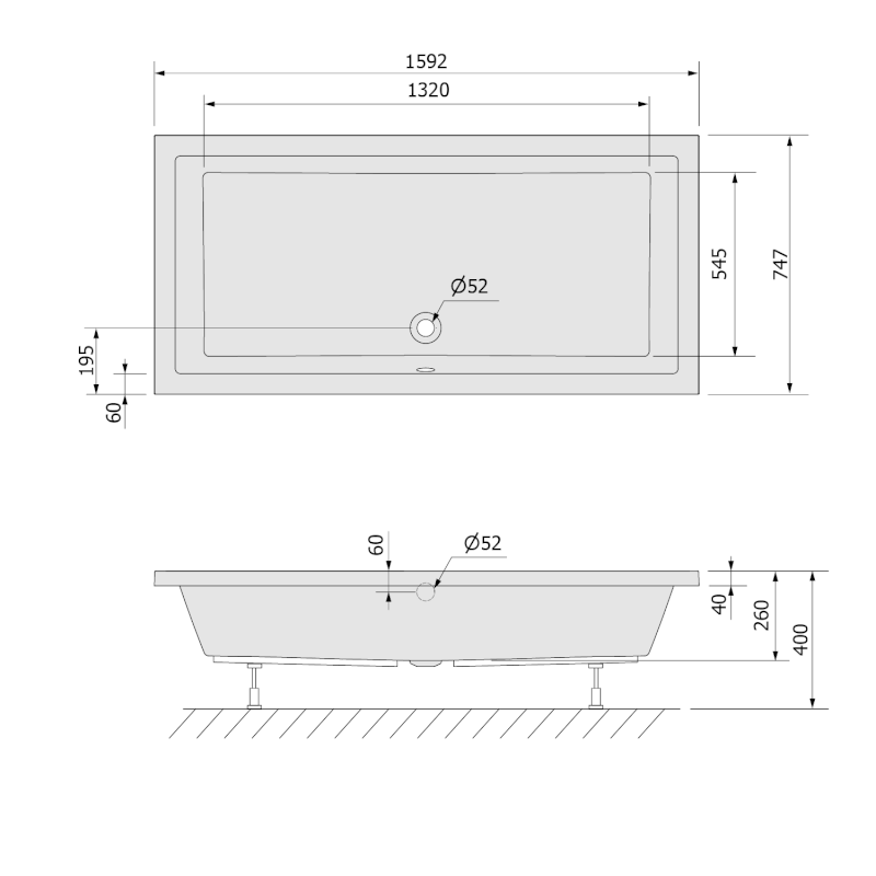 DEEP hluboká sprchová vanička, obdélník 160x75x26cm, bílá 72385