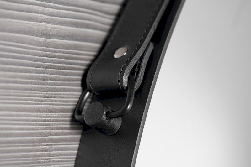 ORBITER kulaté zrcadlo s koženým páskem ø 60cm, černá mat ORT060