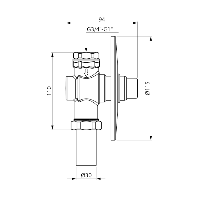 TEMPOR samouzavírací podomítkový WC ventil, chrom 937.470.1