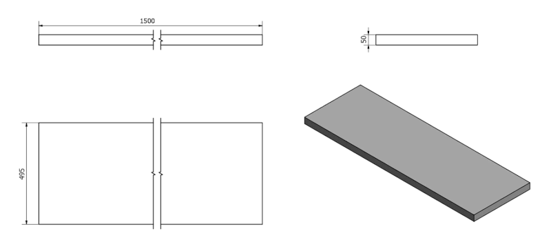 AVICE deska pod umyvadlo 150x50cm, tl.5cm, dub starobílý AV155