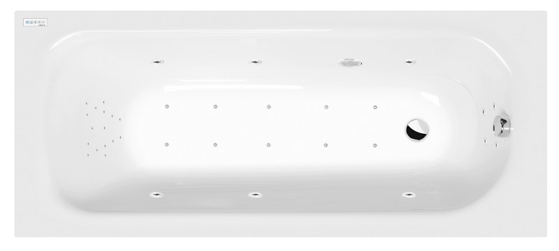 EBRO hydromasážní vana, 170x75x39cm, Highline Hydro-Air, chrom 26711.6010