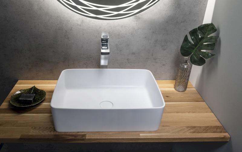 THIN umyvadlo na desku, Rockstone, 50x37 cm, bílá mat WN321