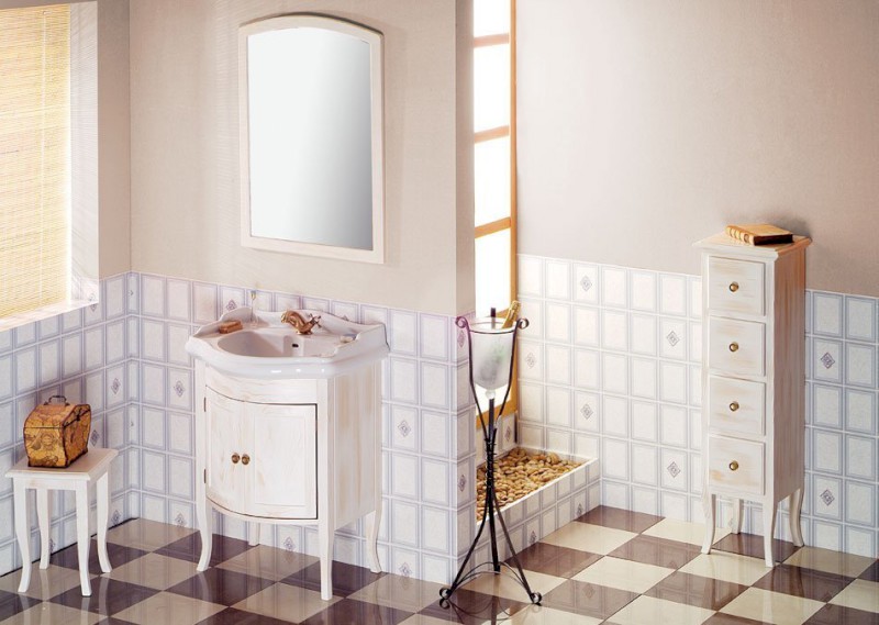 RETRO zrcadlo v dřevěném rámu 65x91cm, starobílá 1685