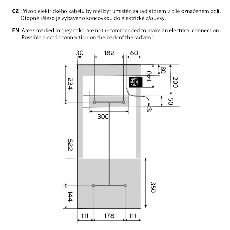 ONSEN EVO elektrické otopné těleso 400x900mm, 1000 W, bílá ONS10001