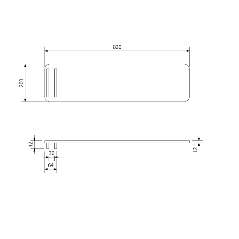 REDUTA 170 polička na vanu, 82x20 cm, černá 73309