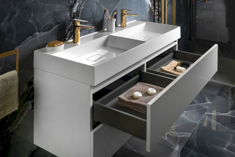 ODETTA umyvadlová skříňka 118x50x43,5cm, bílá lesk DT120-3030