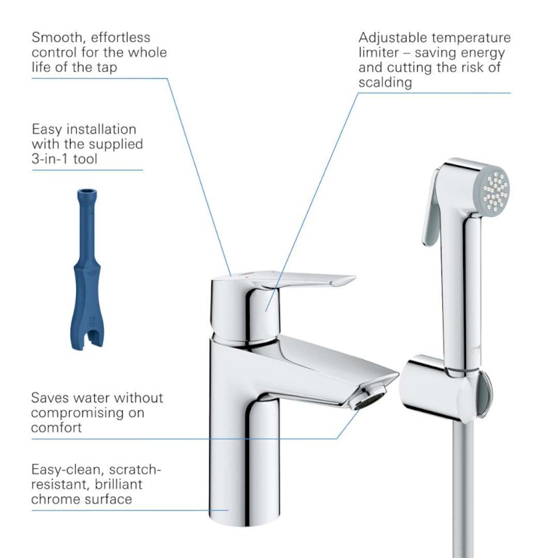 QuickFix Start Umyvadlová baterie s bidetovou sprškou, chrom GROHE 23123003