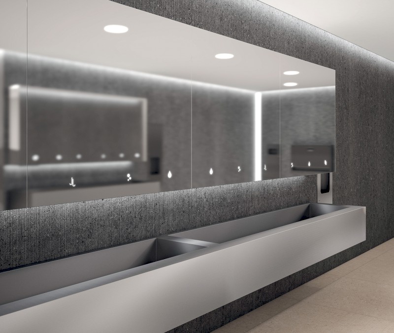 BASIC zrcadlová skříňka 90cm s automatickým dávkovačem mýdla a senzorovým osoušečem rukou MUM000121