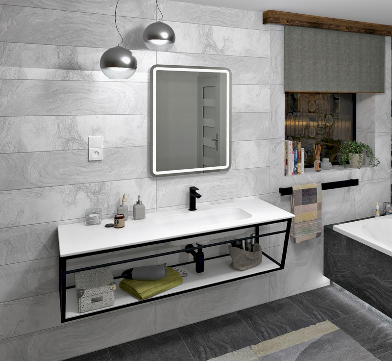 ARUBA umyvadlo, Rockstone, 130x51,5cm, pravé, bílá mat AR130-B1R