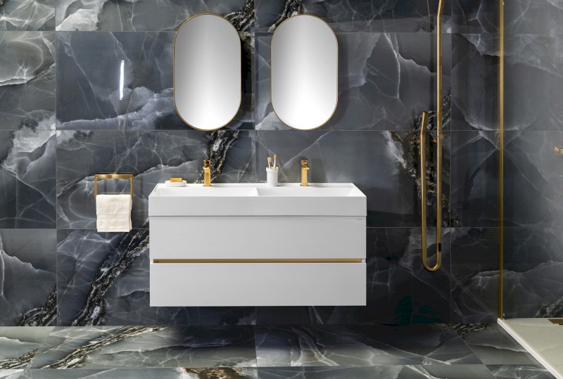 ODETTA umyvadlová skříňka 118x50x43,5cm, bílá lesk DT120-3030