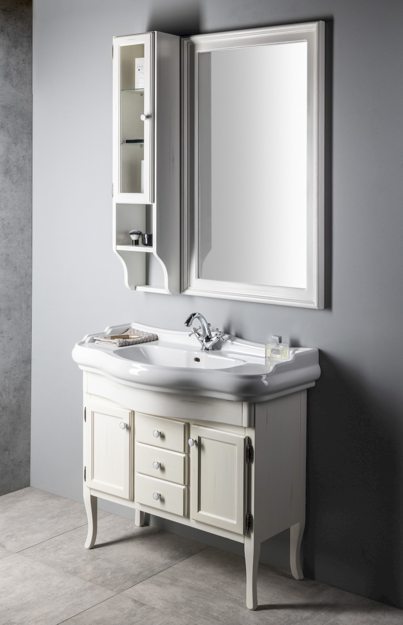 RETRO zrcadlo v dřevěném rámu 70x115cm, starobílá 1686