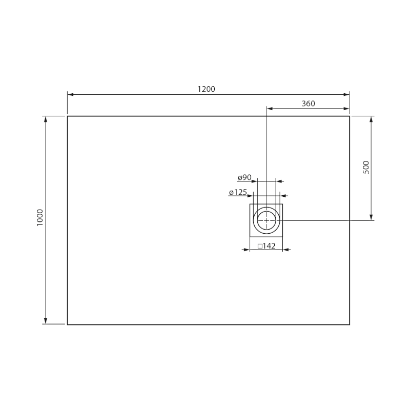 MITIA sprchová vanička z litého mramoru, obdélník 120x100cm, šedá PMS120100