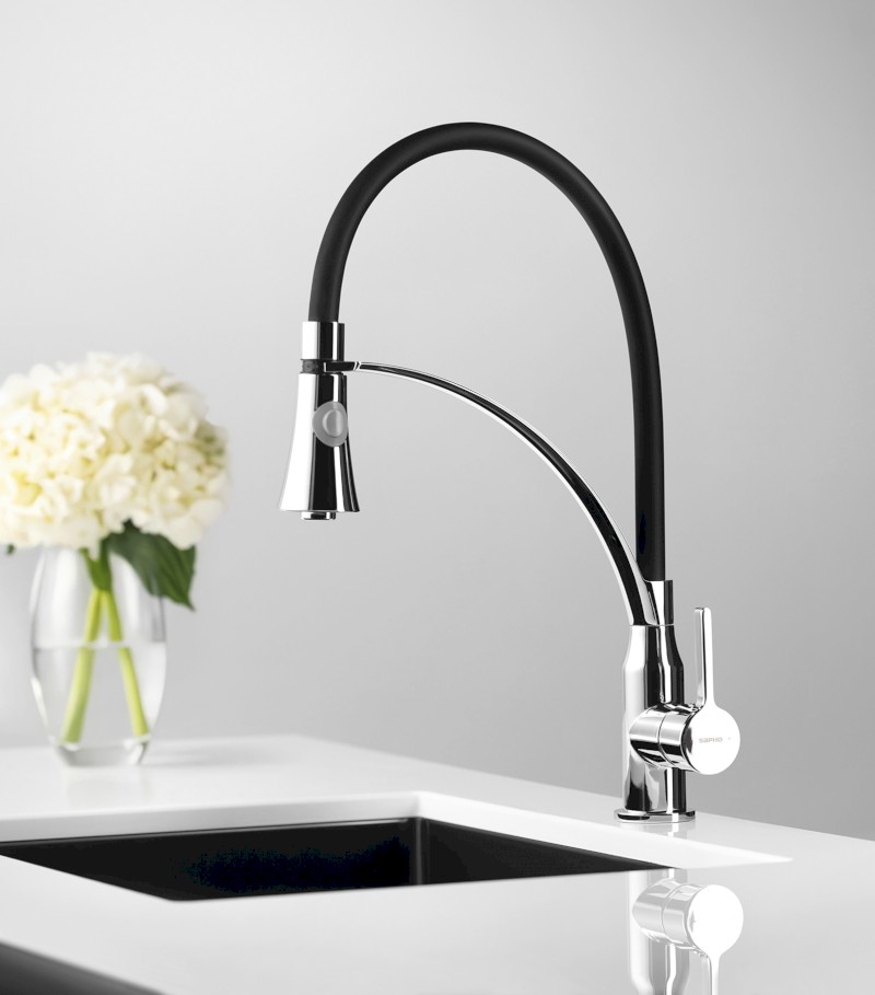 HEBE stojánková dřezová baterie se sprškou, chrom HT430