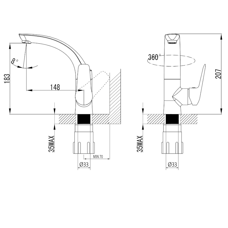 FLY stojánková umyvadlová baterie s otočnou hubicí, chrom DF004