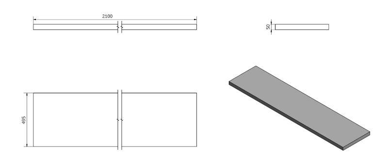 AVICE deska pod umyvadlo 210x50cm, tl.5cm, old wood AV218