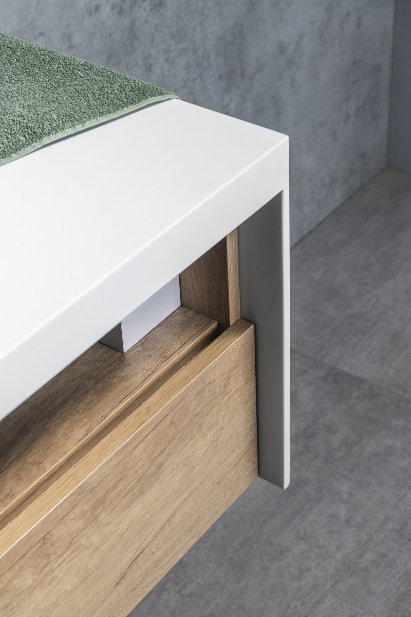 VIERA umyvadlová skříňka 80x44x50cm, bílá mat/dub Alabama VA080-2222