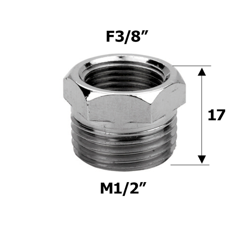 Redukce F3/8xM1/2, chrom 60038