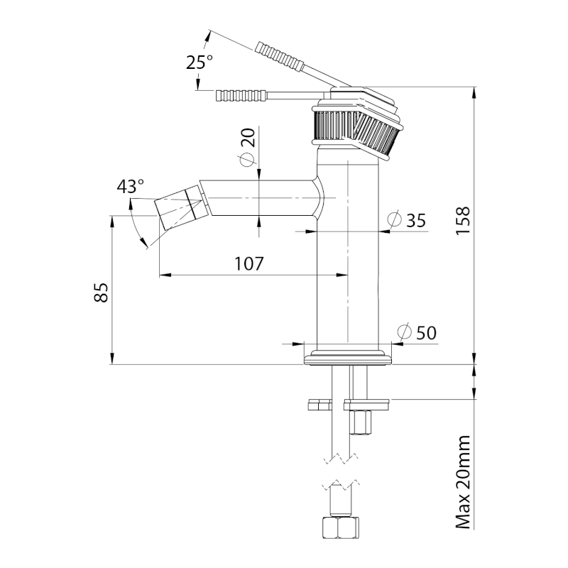 VERSI stojánková bidetová baterie, bronz RV003/18