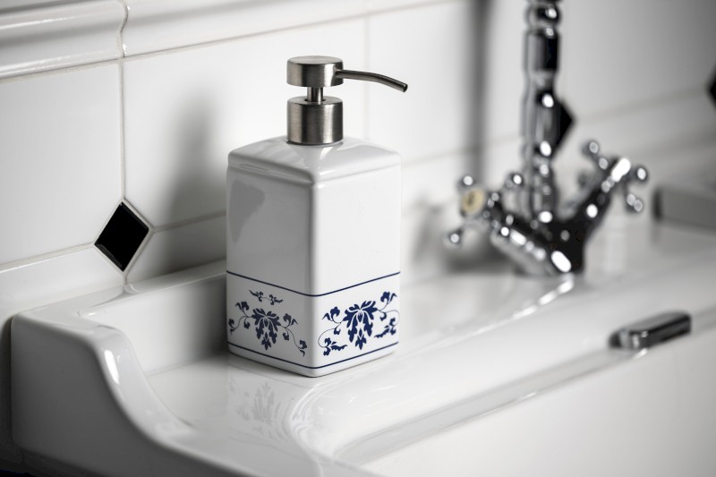 CIXI dávkovač mýdla na postavení, porcelán, bílá/modrá CX8189