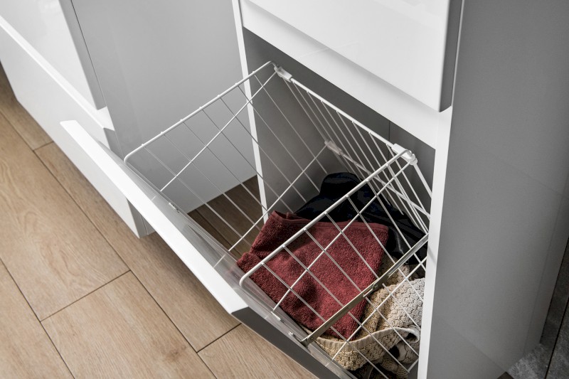 ALTAIR vysoká skříňka s košem 40x184x31cm, pravá, bílá AI185R