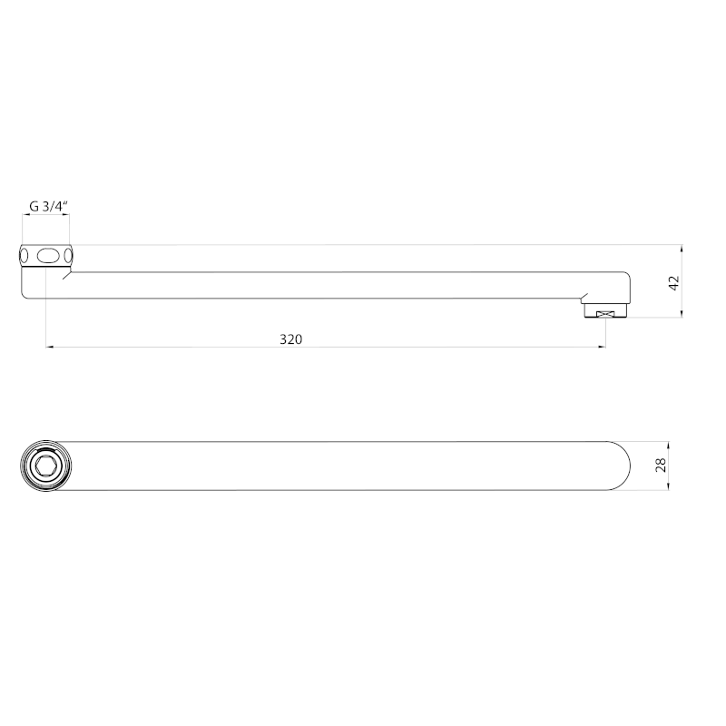 Výtokové ramínko k baterii, 320mm, ploché, černá mat 43991B