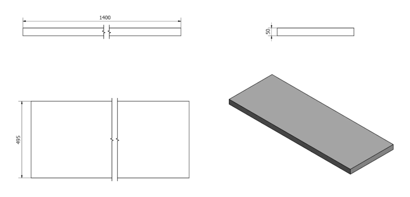 AVICE deska pod umyvadlo 140x50cm, tl.5cm, aquamarine AV1406
