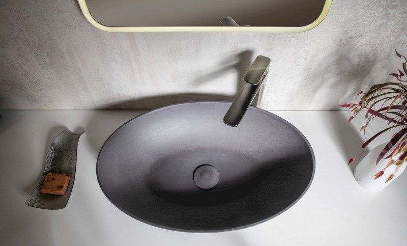 FORMIGO betonové umyvadlo na desku, 60x40cm, antracit mat FG216