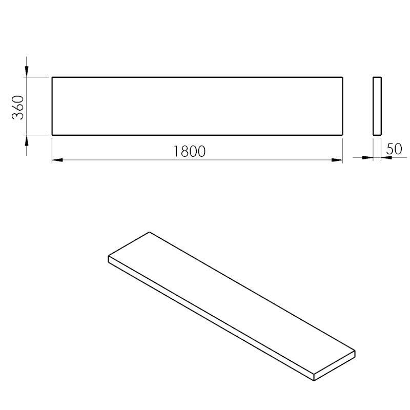 AVICE deska pod umyvadlo 180x36cm, tl.5cm, dub tmavý AV18611