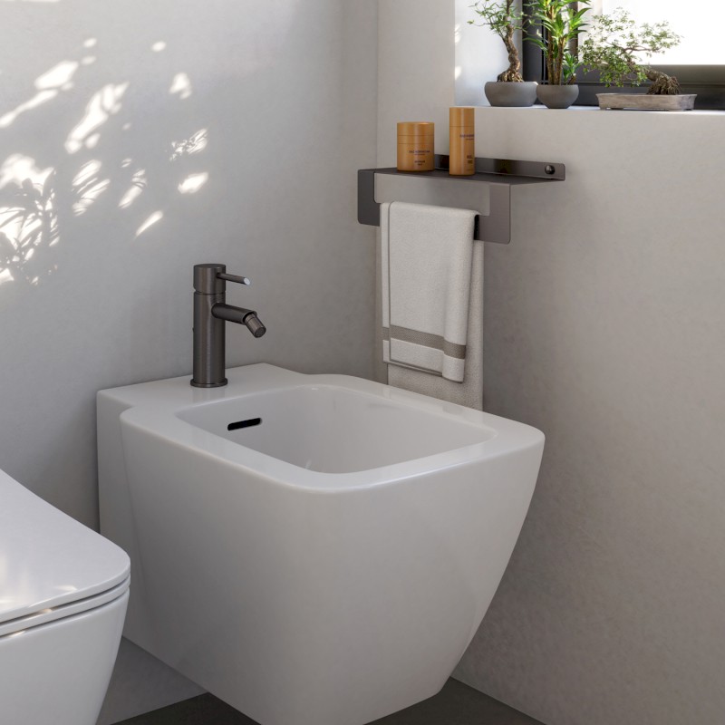 CLEO polička s držákem ručníků 500mm, gun metal 2019815