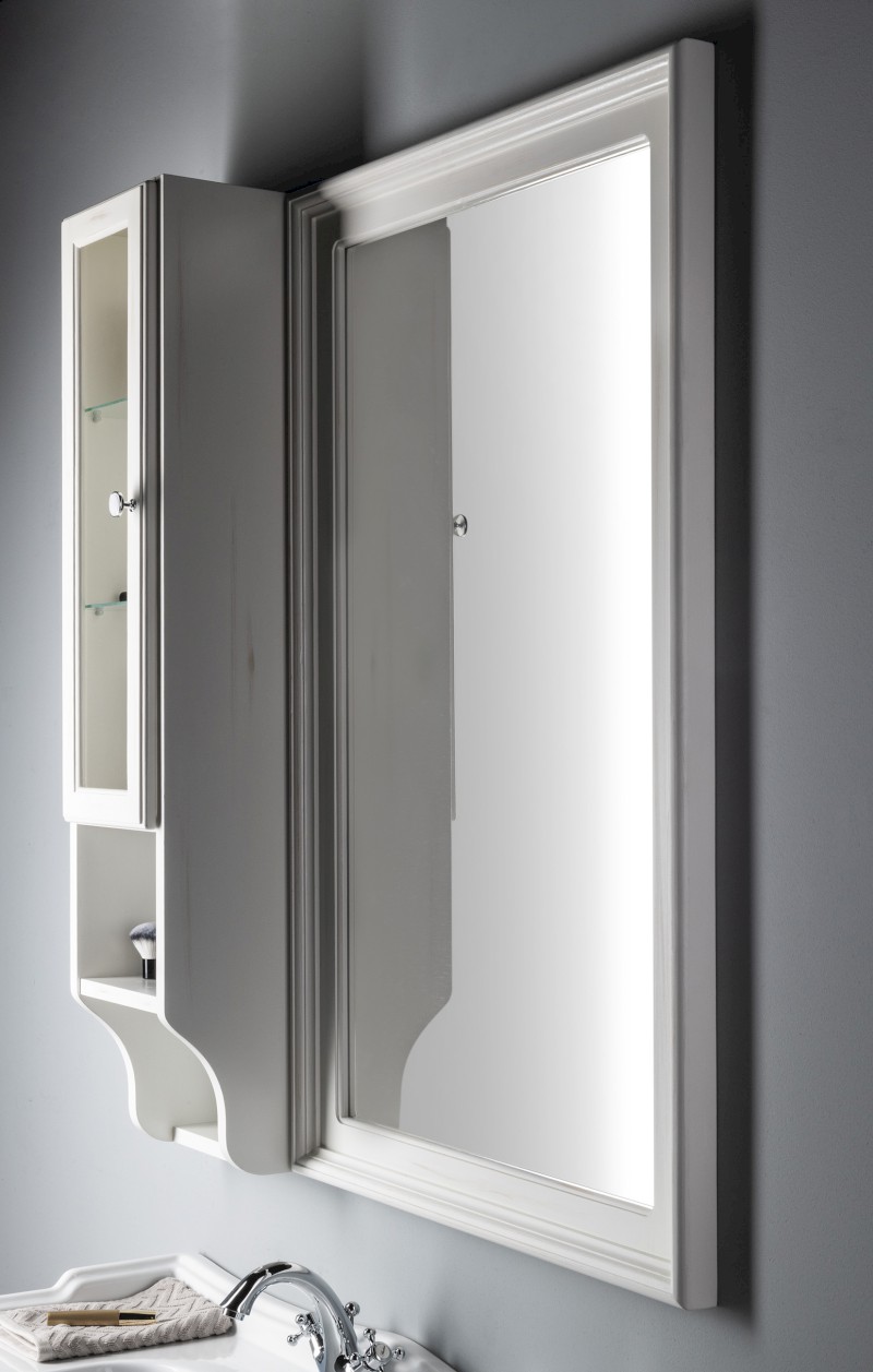 RETRO zrcadlo v dřevěném rámu 70x115cm, starobílá 1686