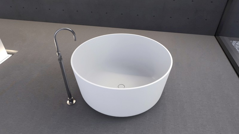 ESTATIS volně stojící vana litý mramor ø110x51cm, bílá mat 93868