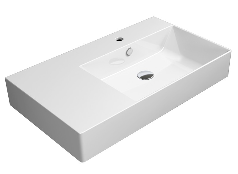 KUBE X keramické umyvadlo 80x47cm, s odkládací plochou vlevo, bílá ExtraGlaze 9457111