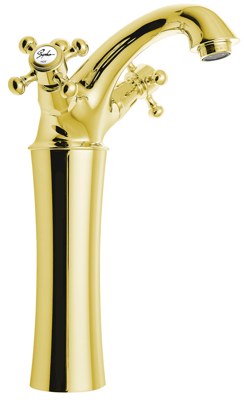 ANTEA stojánková umyvadlová baterie vysoká s výpustí, výška 245mm, zlato 3175L