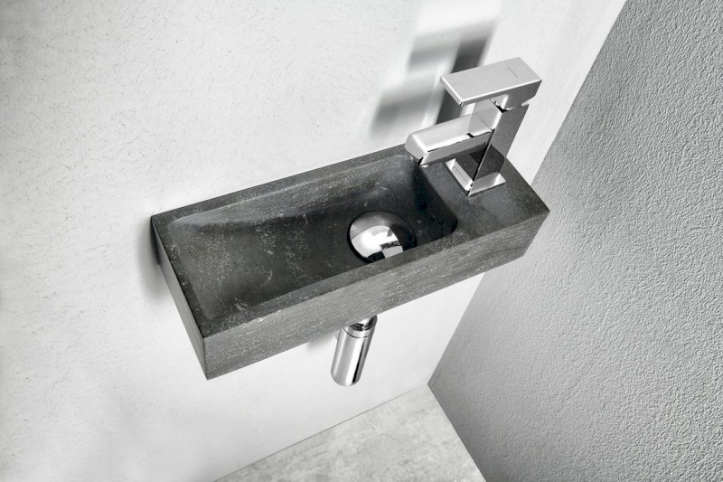 BLOK kamenné umývátko 38x14cm, baterie vpravo, antracit 2401-31